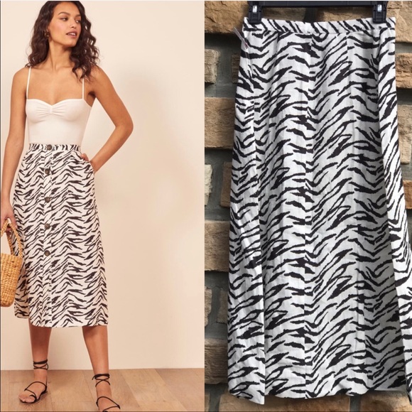 NWT Reformation gorgeous Midi Linen Button Skirt - Picture 6 of 7